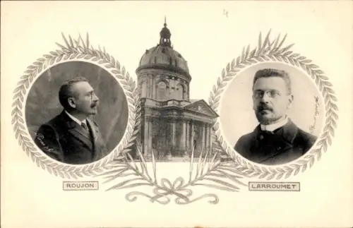 Ak Schriftsteller Henry Roujon und Gustave Larroumet, Portraits, Dom