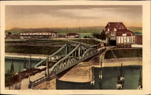 Ak Uerdingen Krefeld am Niederrhein, Brücke, Gebäude, Wasser, Krefeld Uerdingen