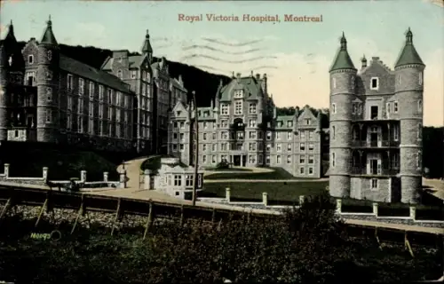 Ak Montreal Québec Kanada, Royal Victoria Hospital,  große Gebäude, grüne Türme, 
