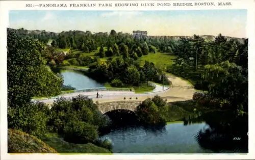 Ak Boston Massachusetts USA, Panorama Franklin Park, Duck Pond Bridge, Boston, Massachusetts