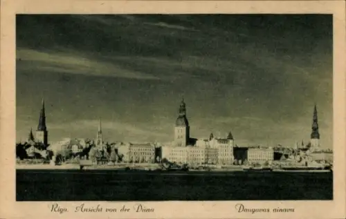 Ak Riga Lettland,  Ansicht von der Dvina, Daugavas ainas, Stadtansicht