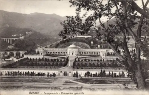 Ak Genova Genua Liguria,  Camposanto, Panorama generale, Landschaft, Bäume