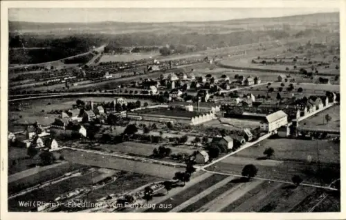 Ak Weil am Rhein, Luftaufnahme von Weil (Rhein), Landschaft, Gebäude, Straßen