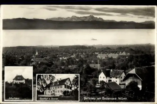 Ak Betznau Kressbronn am Bodensee, Panorama, Schulhaus, Gasthof zur Sonne
