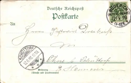 Litho Büderich Wesel am Niederrhein, Gasthaus Arche, Schiffbrücke, Dampfer