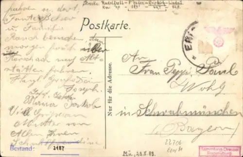 Ak Eriskirch am Bodensee, Kirche, Bahnhof, Gasthaus zu Adler