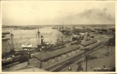 Ak Kotka Finnland, Hafenanlagen