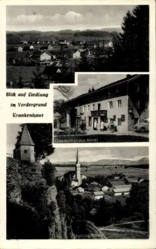 Ak Palling in Oberbayern, Siedlung, Krankenhaus, Geschäftshaus Nindl