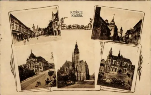 Ak Košice Kassa Kaschau Slowakei, Straßenpartie, Kirche
