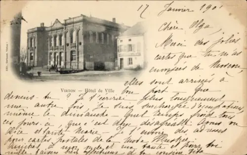 Ak Virton Wallonien Luxemburg, Hôtel de Ville, Virtos, 17. Januar 1901, Mademoiselle Olga Hertlys