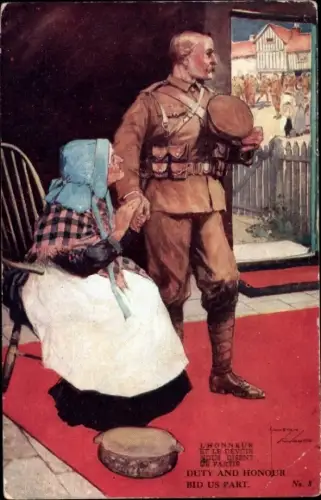 Künstler Ak Wood, Lawson, Duty and Honour bid us part, Soldat beim Abschied