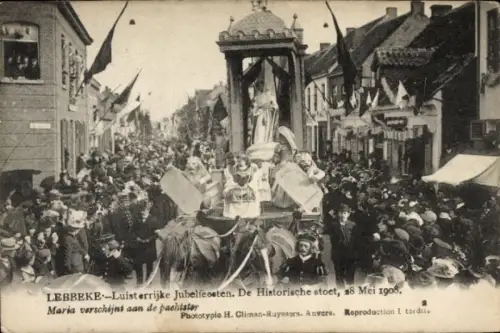 CPA Lebbeke Flandre orientale Belgique, De Historische stoet, 18 Mei 1908