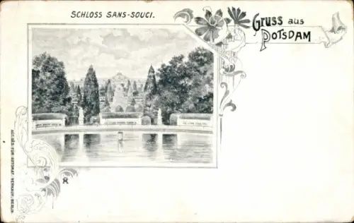 Passepartout Ak Potsdam, Schloss Sanssouci