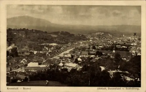 Ak Brașov Brassó Kronstadt Rumänien, Altstadt, Burzenland vom Schlossberg