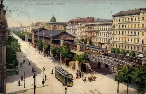 Ak Berlin Schöneberg, Bülowstraße m. Hochbahn Bahnhof