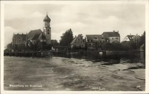 Ak Wasserburg am Bodensee Schwaben, Teilansicht, Kirche