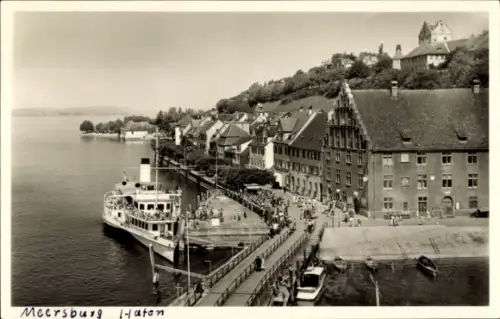 Ak Meersburg am Bodensee, Hafenpartie, Dampfer