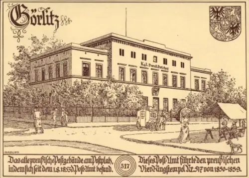 Ganzsachen Künstler Ak Görlitz, Königlich Preußisches Postamt, Straßenansicht
