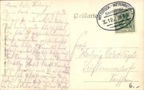 Ak Meyenburg in der Prignitz, Park mit Kirche