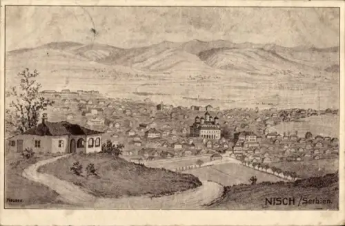 Künstler Ak Niš Nisch Serbien, Gesamtansicht