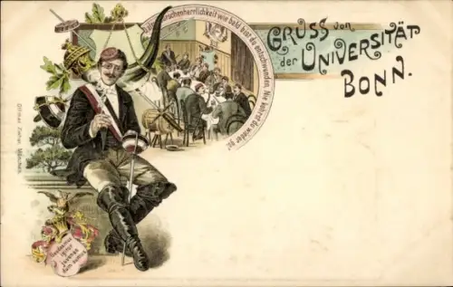 Studentika Litho Bonn am Rhein, Feiernde Studenten, Universität Bonn