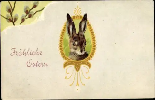 Präge Passepartout Ak Glückwunsch Ostern, Osterhase