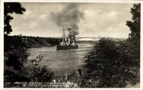 Ak Deutsches Kriegsschiff SMS Amazone, Kleiner Kreuzer, Gazelle Klasse, Kaiser Wilhelm Kanal