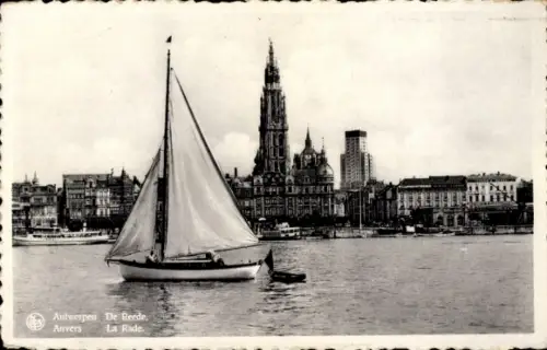 Ak Anvers Antwerpen Flandern, De Reede, Segelboot