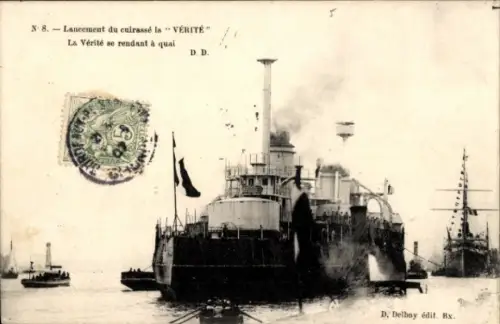 CPA Marine Militaire française, Lancement du cuirassé la Verite