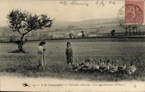 CPA A la Campagne, Société choisie, Les gazdeuses d'Oies