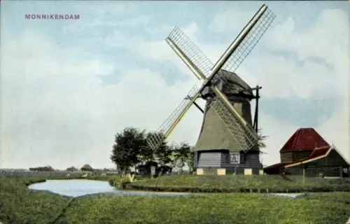 Ak Monnikendam Waterland Nordholland Niederlande, Windmühle