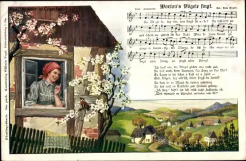 Lied Ak Worüm's Vögele singt, Frau am Fenster, Wilhelm Vogel
