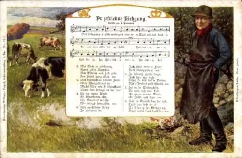 Lied Ak Dr zefriedne Kiehgung, Verlag Wilhelm Vogel, Kuhhirt