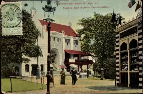 CPA Exposition Universelle de Liege 1905, Pavillon, Jardin d'Acclimatation