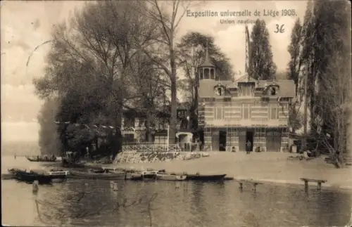 CPA Exposition Universelle de Liege 1905, Union nautique