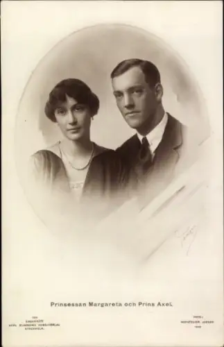 Ak Prinzessin Margarethe und Prinz Axel von Schweden, Portrait