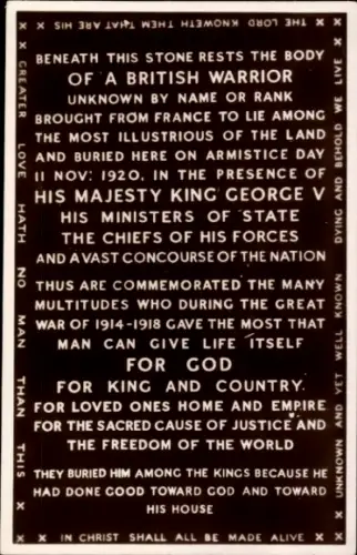 Ak Grabmal des unbekannten britischen Soldaten