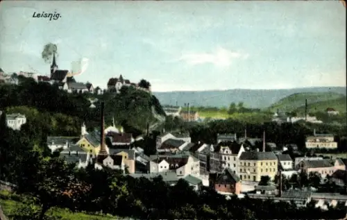 Ak Leisnig in Sachsen, Stadtansicht,  Häuser, Fabrikschornsteine