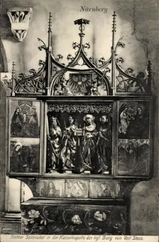 Ak Nürnberg, Kgl. Burg, Kaiserkapelle, rechter Seitenaltar