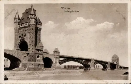 Ak Worms am Rhein, Ludwigsbrücke,   Architektur, 