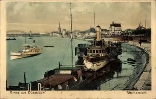 Ak Düsseldorf am Rhein, Dampfer, Hafen