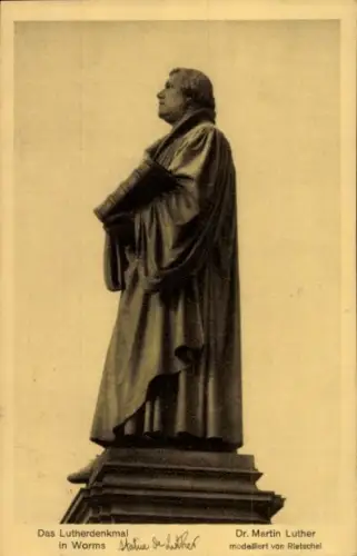 Ak Worms am Rhein, Lutherdenkmal, Dr. Martin Luther, Statue von Rietschel, Worms