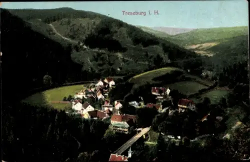 Ak Treseburg Thale im Harz, Landschaft mit Häusern, Wälder, Berge, Treseburg i. H.