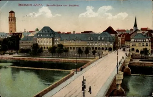 Ak Mülheim an der Ruhr, Schlossbrücke, Stadtbad