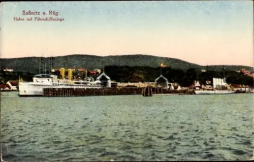 Ak Sassnitz auf Rügen, Hafen mit Fährschiffanlage