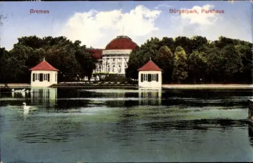 Ak Schnoor Bremen,  Bürgerpark, Parkhaus, Wasser, Pavillons, Schwäne