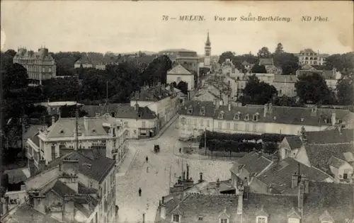 Ak Melun Seine et Marne, Blick auf Saint-Barthélemy, Stadtansicht, ND Phot.