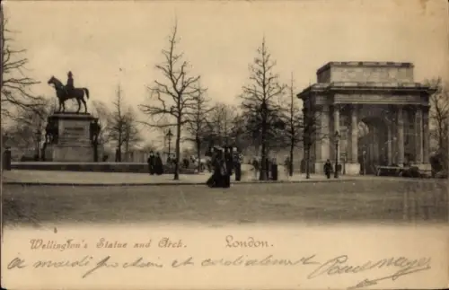 Ak London England, Wellington Statue, Wellington Arch