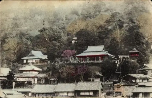 Ak Nagasaki Präfektur Nagasaki Japan, Iyomizin Tempel  Bäume, Häuser, 