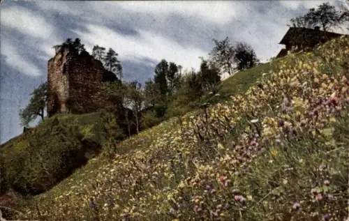 Ak Calfreisen Arosa Kanton Graubünden Schweiz, Ruine Bernegg